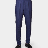 Peak Lapel Linen Suit - Navy