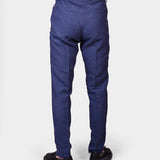 Peak Lapel Linen Suit - Navy