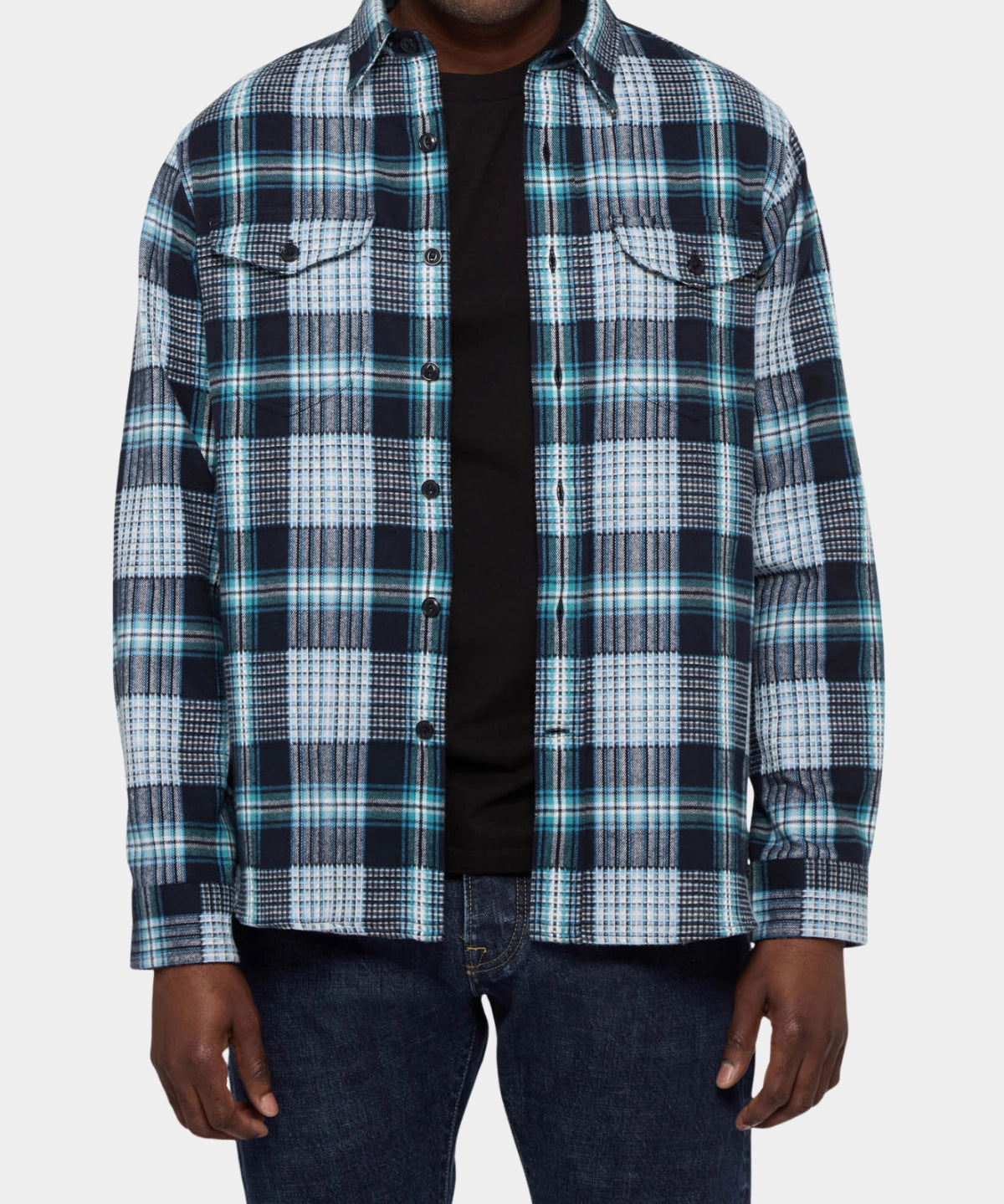 Post Man Shirt heavy Flannel Check - Dark Blue - Hugo Sthlm