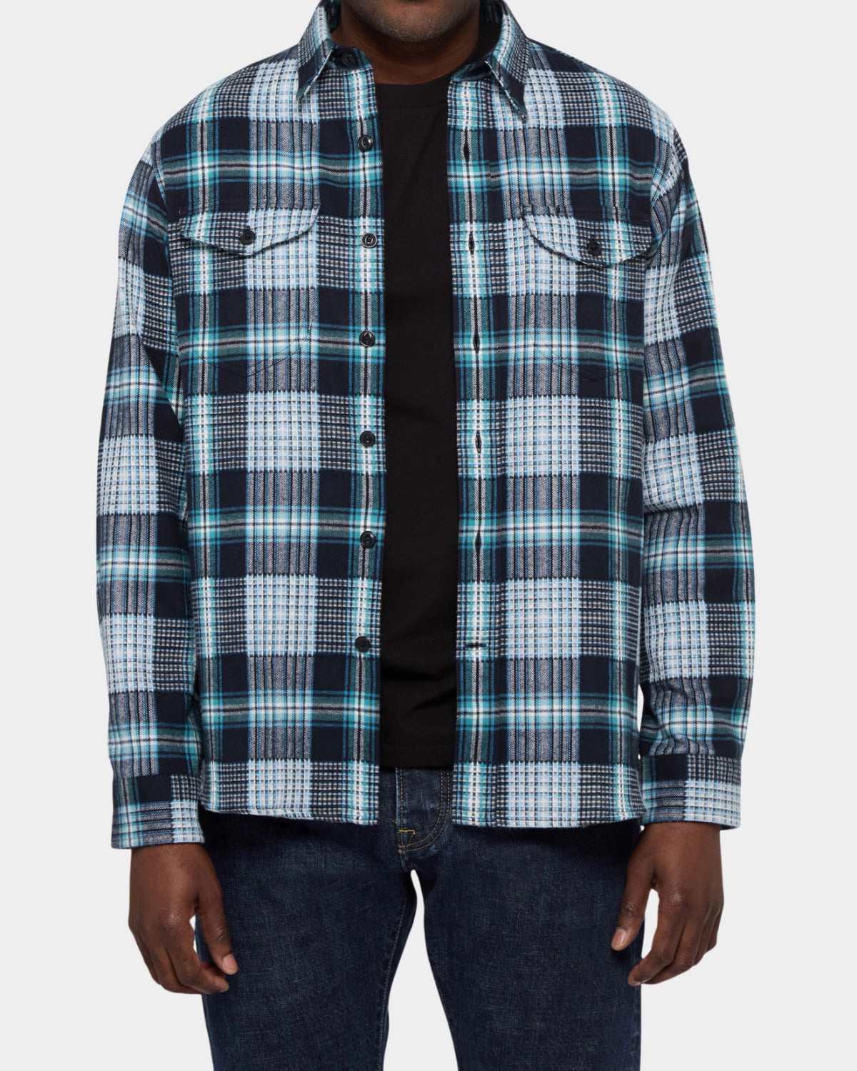 Post Man Shirt heavy Flannel Check - Dark Blue - Hugo Sthlm
