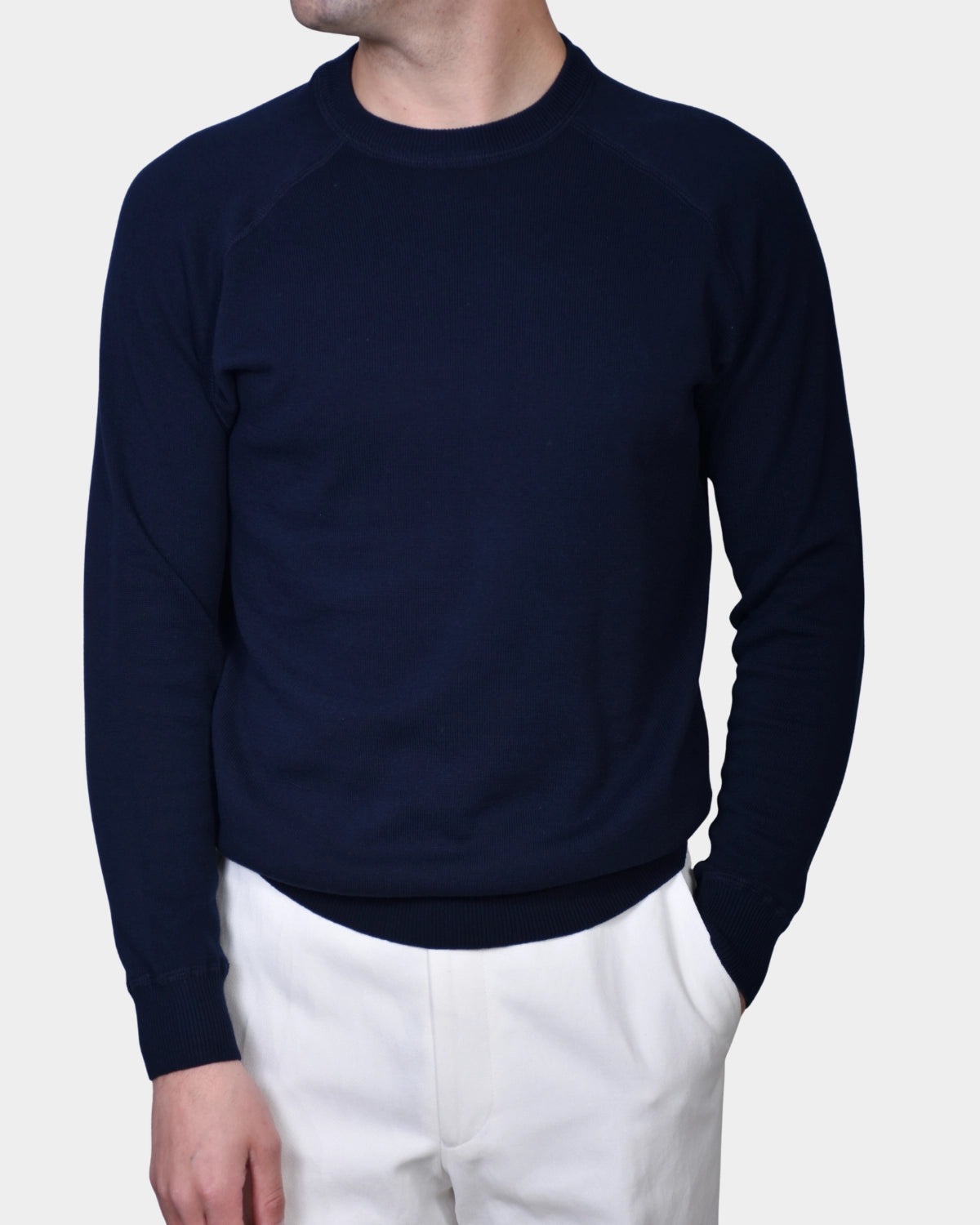 Raglan Cotton Knit - Navy - Hugo Sthlm