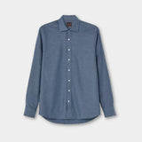 Reg Fit Cut Away Brushed Flannel - Bijon Blue