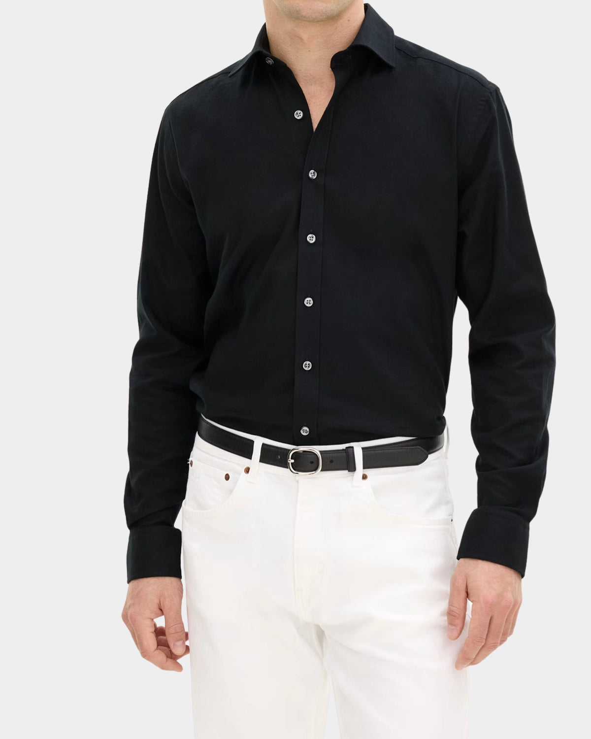 Reg Fit Cut Away Brushed Flannel - Black - Hugo Sthlm