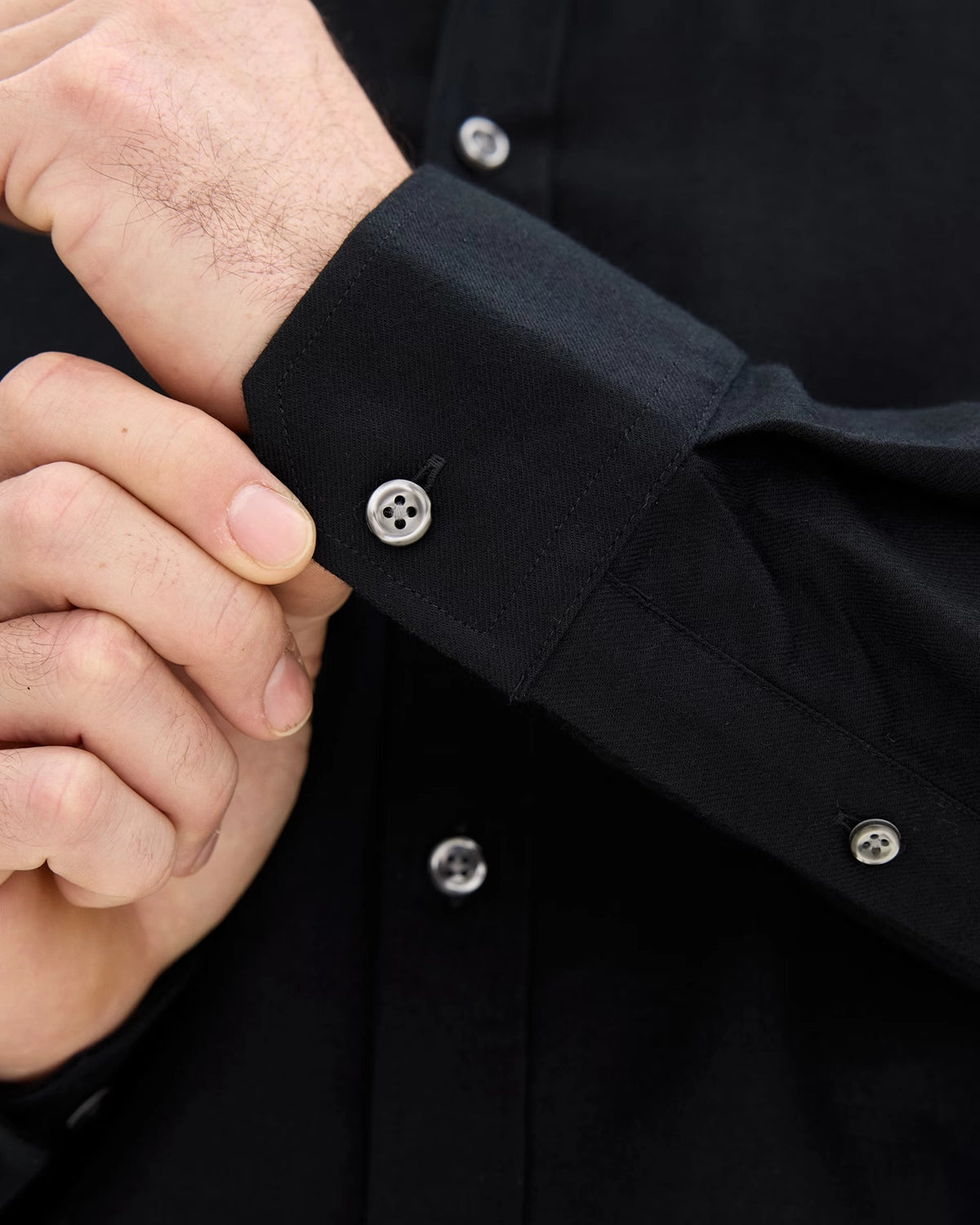 Reg Fit Cut Away Brushed Flannel - Black - Hugo Sthlm