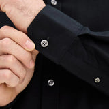 Reg Fit Cut Away Brushed Flannel - Black - Hugo Sthlm