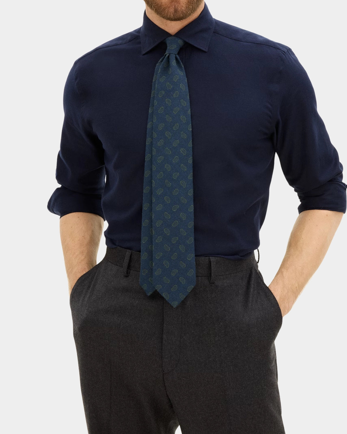 Reg Fit Cut Away Brushed Flannel - Navy - Hugo Sthlm