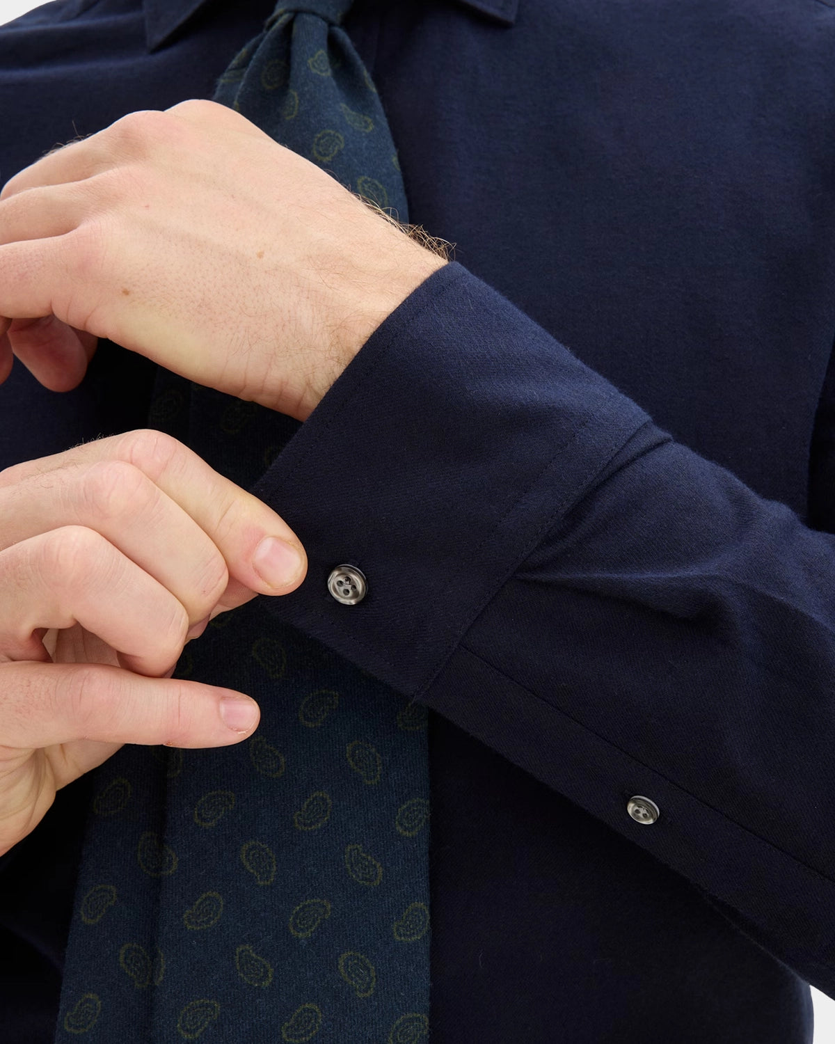 Reg Fit Cut Away Brushed Flannel - Navy - Hugo Sthlm