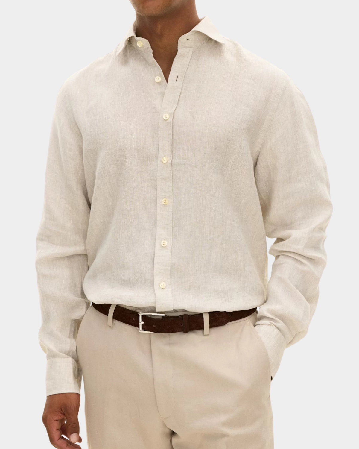 Reg Fit Cut Away Linen Shirt - Beige - Hugo Sthlm