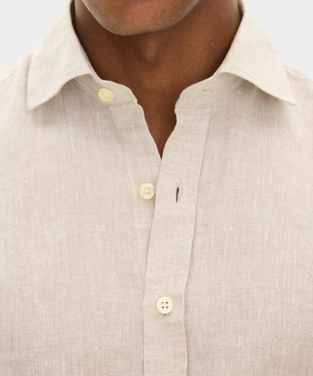Reg Fit Cut Away Linen Shirt - Beige - Hugo Sthlm