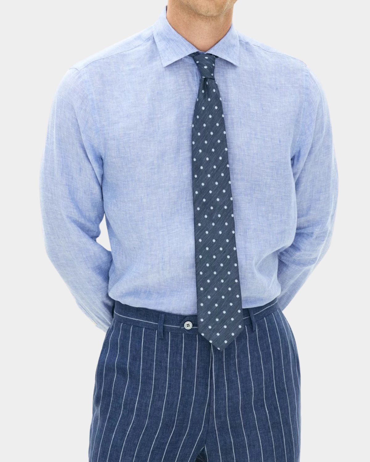 Reg Fit Cut Away Linen Shirt - Blue - Hugo Sthlm