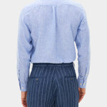 Reg Fit Cut Away Linen Shirt - Blue - Hugo Sthlm