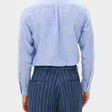 Reg Fit Cut Away Linen Shirt - Blue - Hugo Sthlm