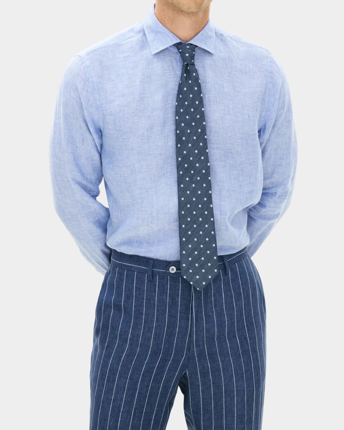 Reg Fit Cut Away Linen Shirt - Blue - Hugo Sthlm