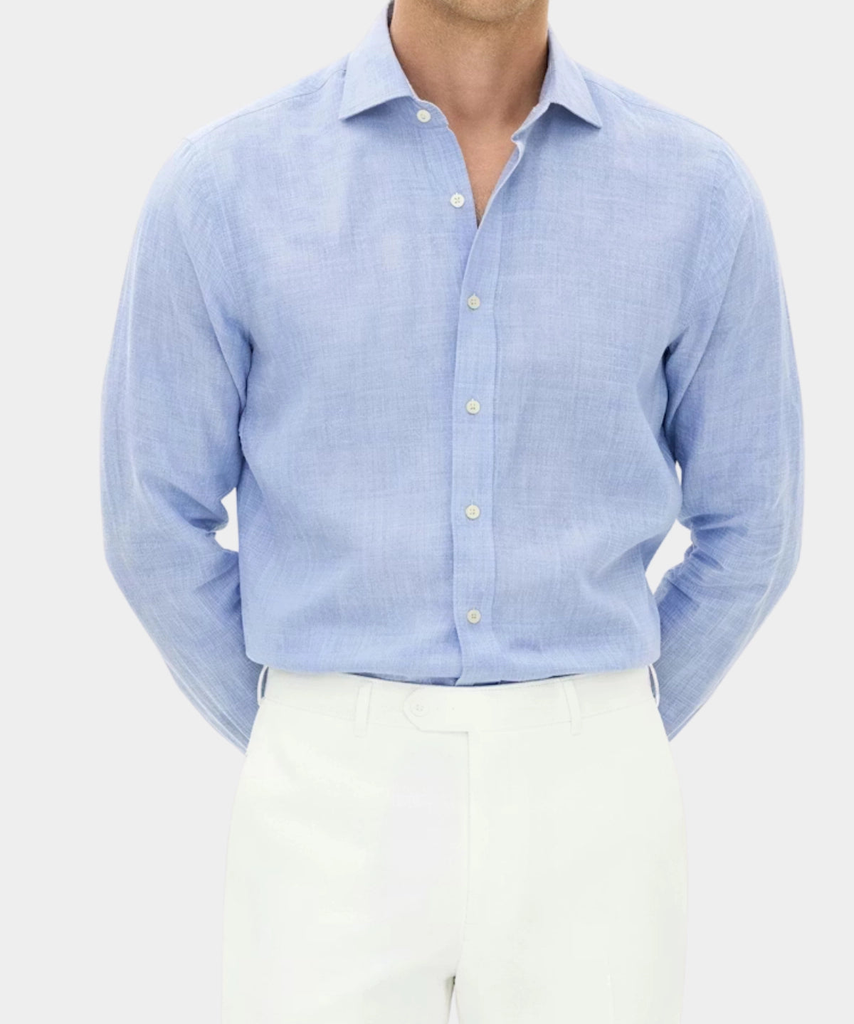Reg Fit Cut Away Linen Shirt - Blue - Hugo Sthlm