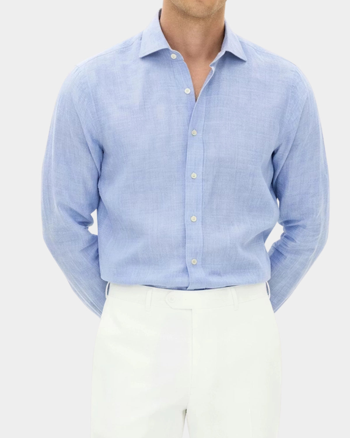 Reg Fit Cut Away Linen Shirt - Blue - Hugo Sthlm