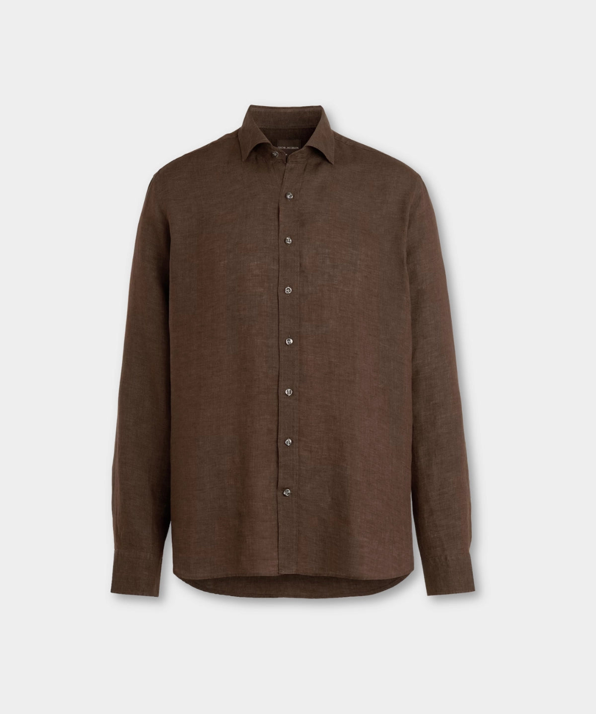 Reg Fit Cut Away Linen Shirt - Brown - Hugo Sthlm