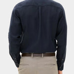 Reg Fit Cut Away Linen Shirt - Navy - Hugo Sthlm