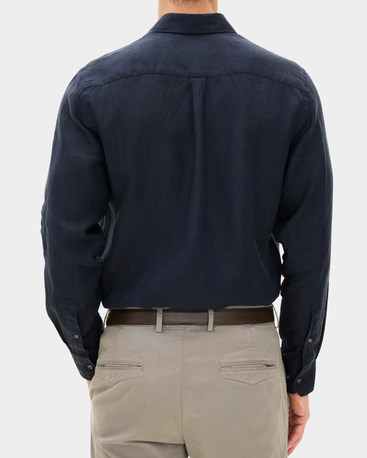 Reg Fit Cut Away Linen Shirt - Navy - Hugo Sthlm