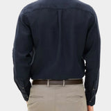 Reg Fit Cut Away Linen Shirt - Navy - Hugo Sthlm
