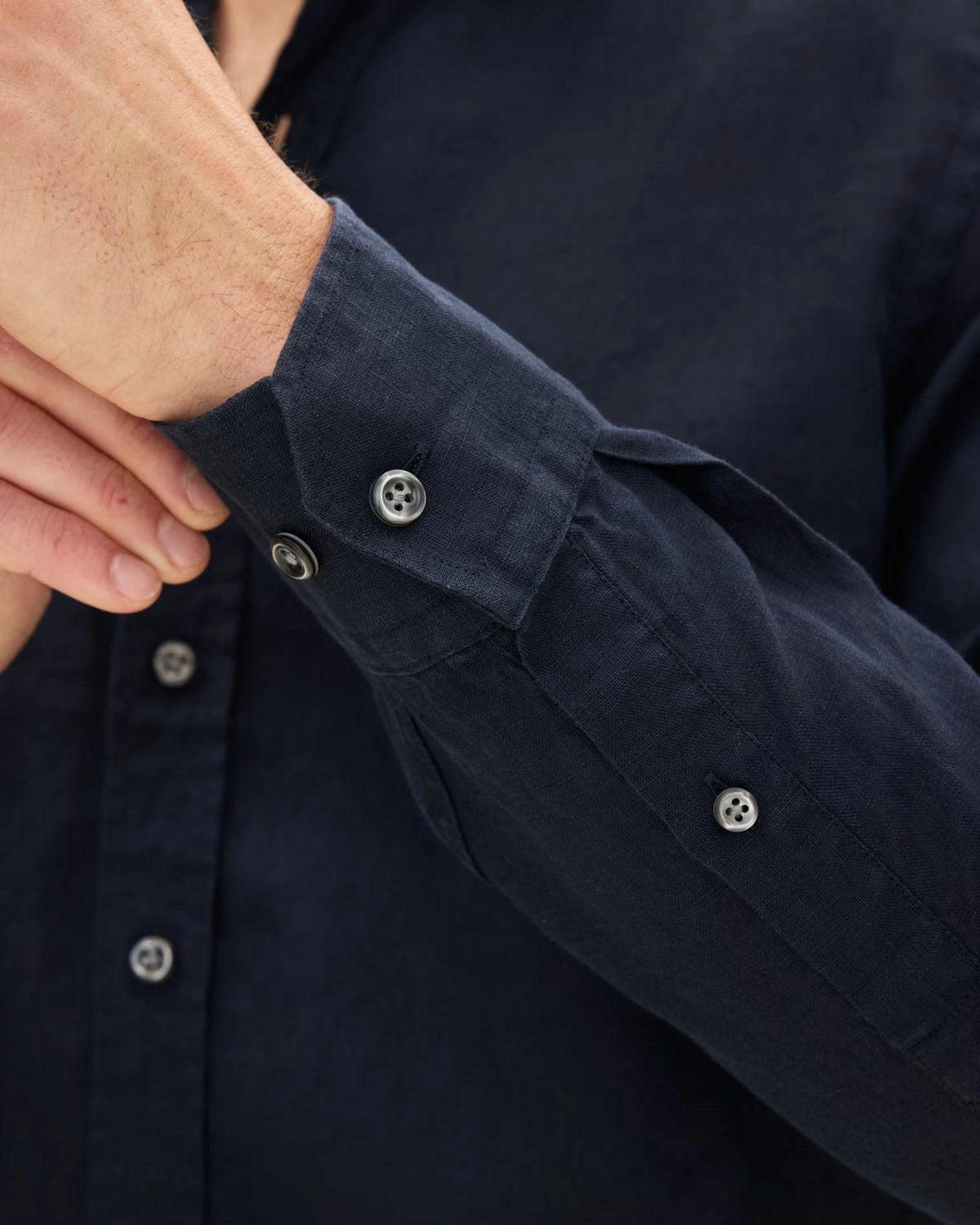 Reg Fit Cut Away Linen Shirt - Navy - Hugo Sthlm