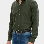 Reg Fit Cut Away Brushed Flannel - Rosciola Green - Hugo Sthlm