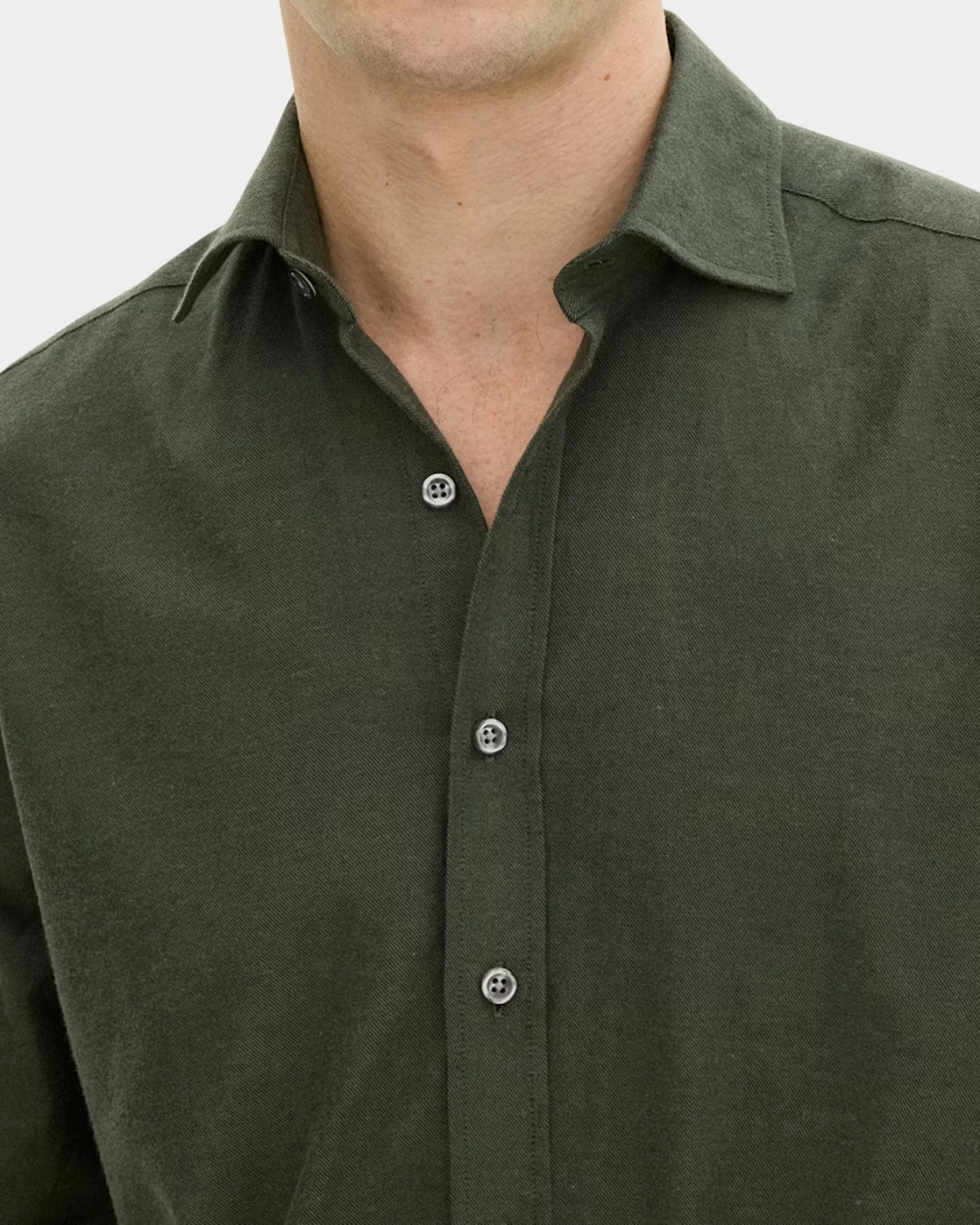 Reg Fit Cut Away Brushed Flannel - Rosciola Green - Hugo Sthlm