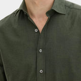 Reg Fit Cut Away Brushed Flannel - Rosciola Green - Hugo Sthlm