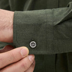 Reg Fit Cut Away Brushed Flannel - Rosciola Green - Hugo Sthlm