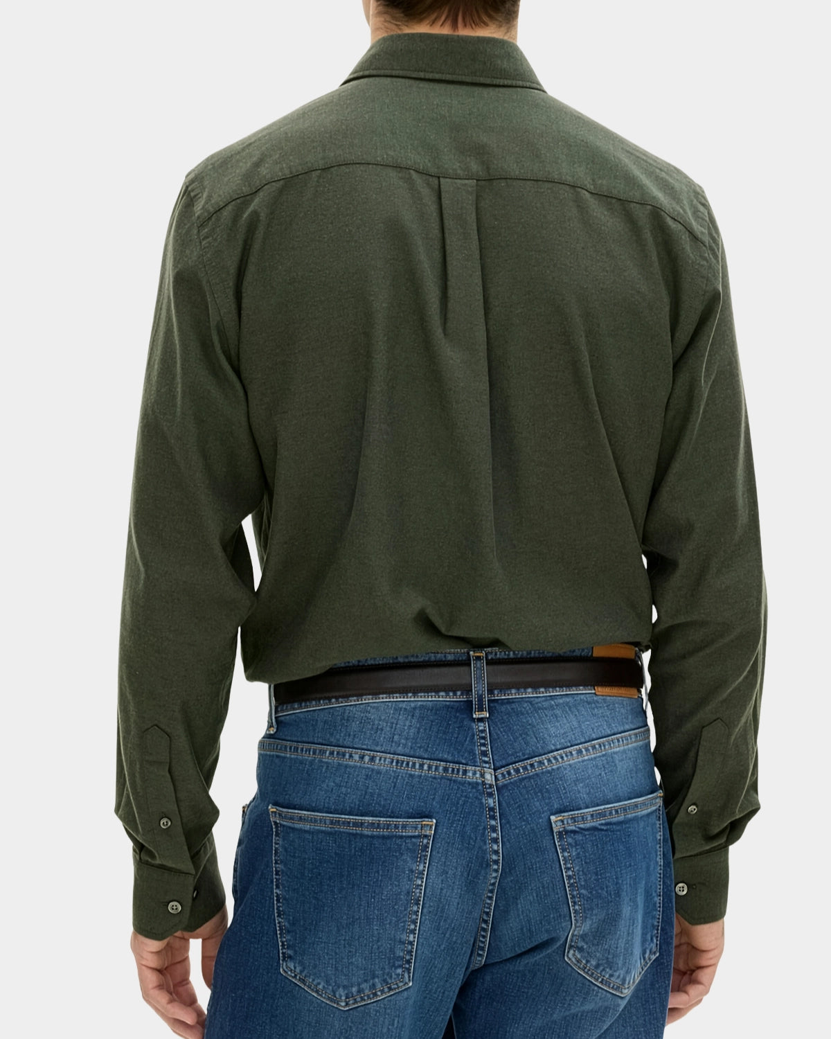 Reg Fit Cut Away Brushed Flannel - Rosciola Green - Hugo Sthlm