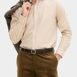 Reg Fit Cut Away Brushed Flannel - Light Beige - Hugo Sthlm