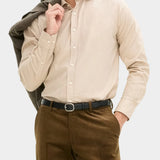 Reg Fit Cut Away Brushed Flannel - Light Beige - Hugo Sthlm