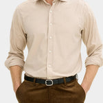 Reg Fit Cut Away Brushed Flannel - Light Beige - Hugo Sthlm