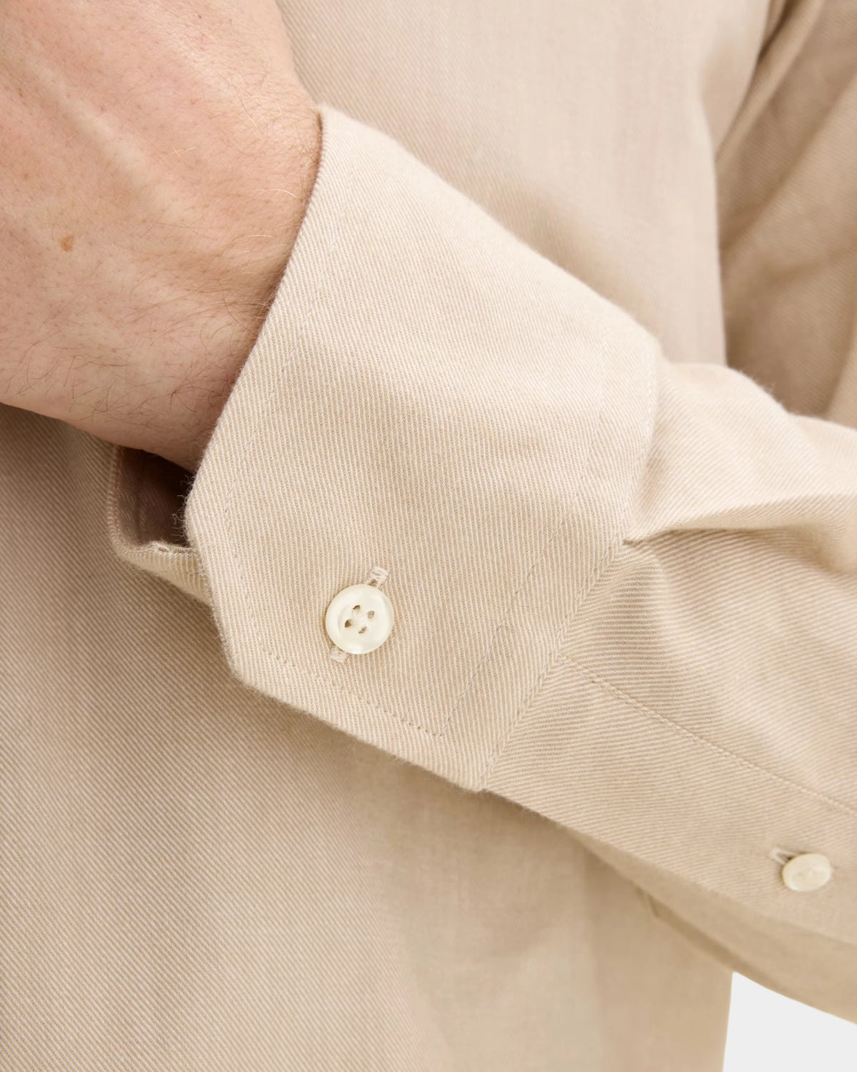 Reg Fit Cut Away Brushed Flannel - Light Beige - Hugo Sthlm