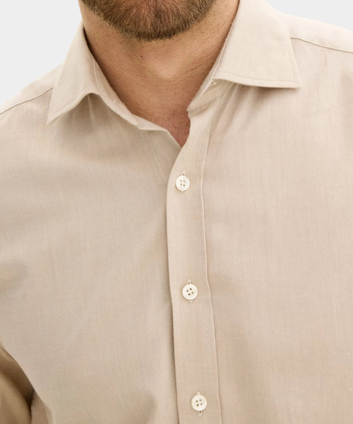 Reg Fit Cut Away Brushed Flannel - Light Beige - Hugo Sthlm