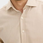 Reg Fit Cut Away Brushed Flannel - Light Beige - Hugo Sthlm
