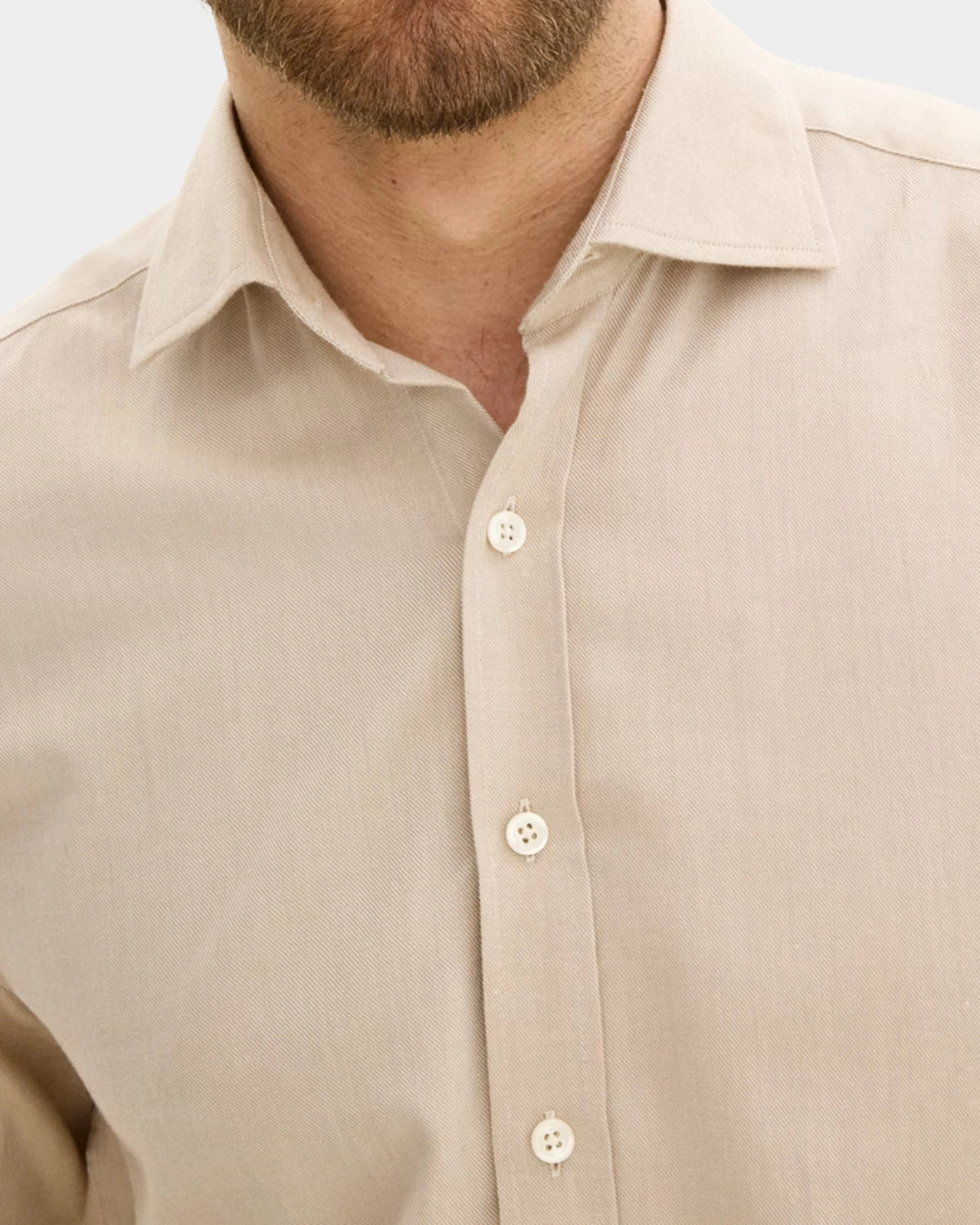 Reg Fit Cut Away Brushed Flannel - Light Beige - Hugo Sthlm