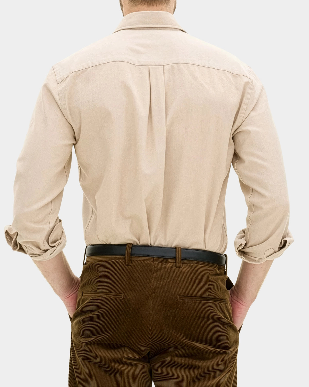 Reg Fit Cut Away Brushed Flannel - Light Beige - Hugo Sthlm