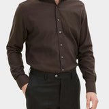 Reg Fit Cut Away Brushed Flannel - Warm Brown - Hugo Sthlm