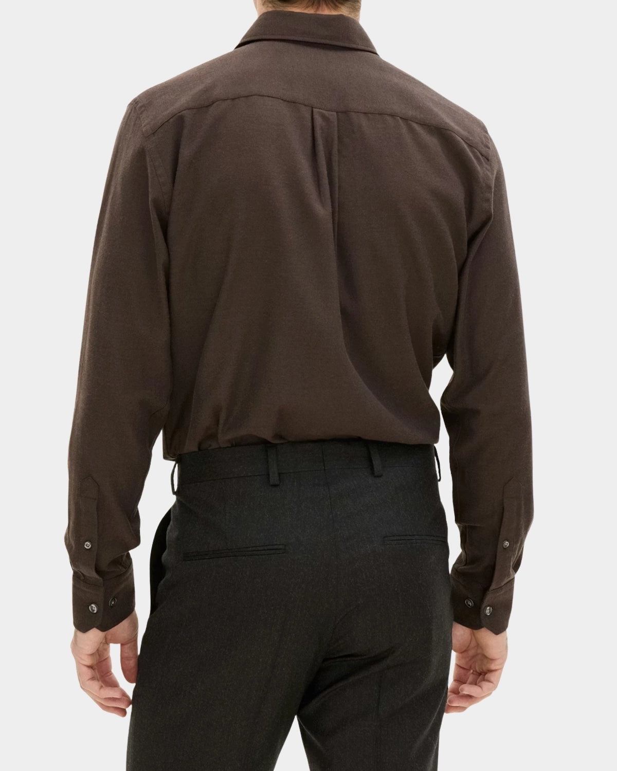 Reg Fit Cut Away Brushed Flannel - Warm Brown - Hugo Sthlm