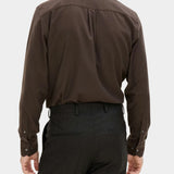 Reg Fit Cut Away Brushed Flannel - Warm Brown - Hugo Sthlm