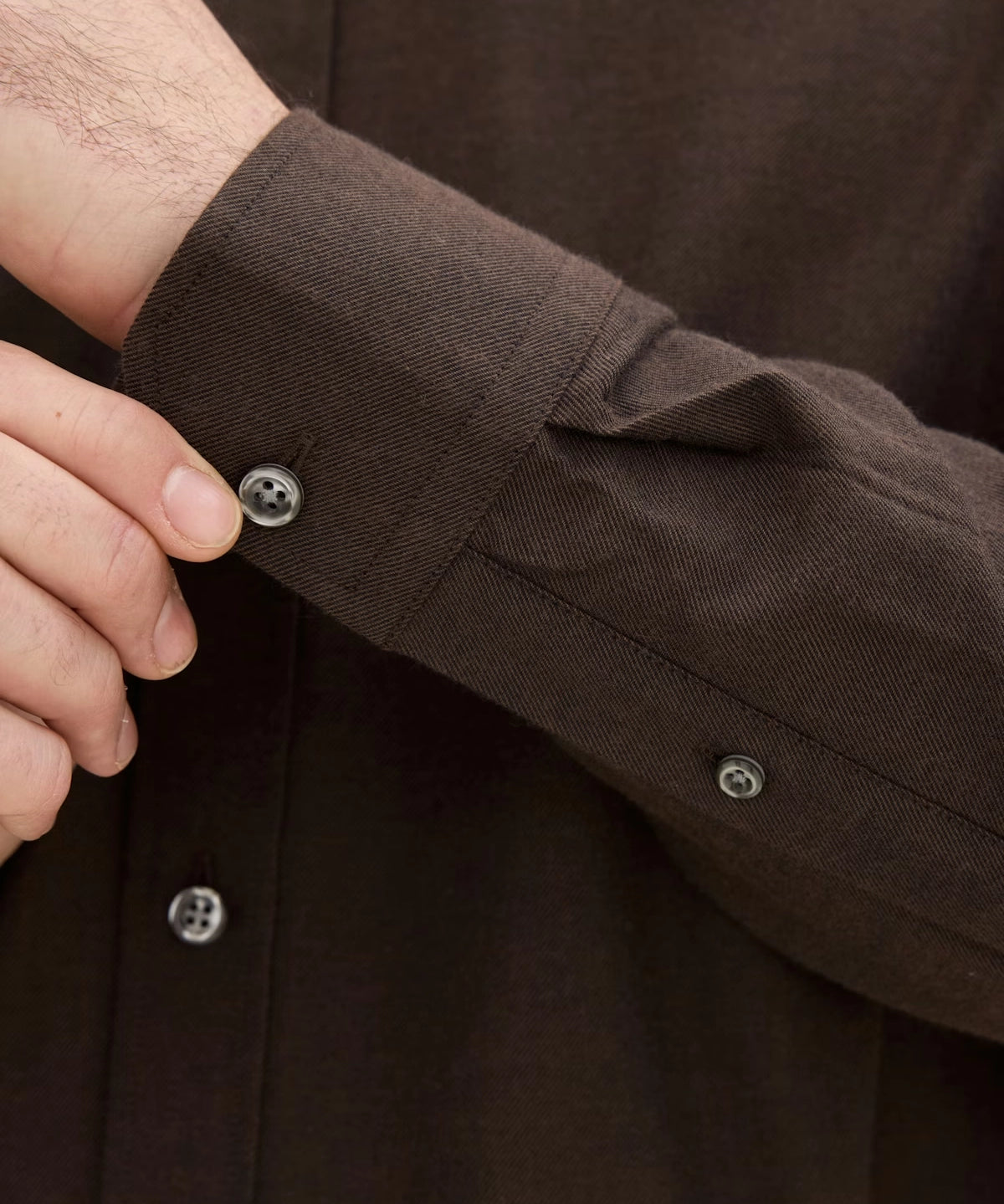 Reg Fit Cut Away Brushed Flannel - Warm Brown - Hugo Sthlm