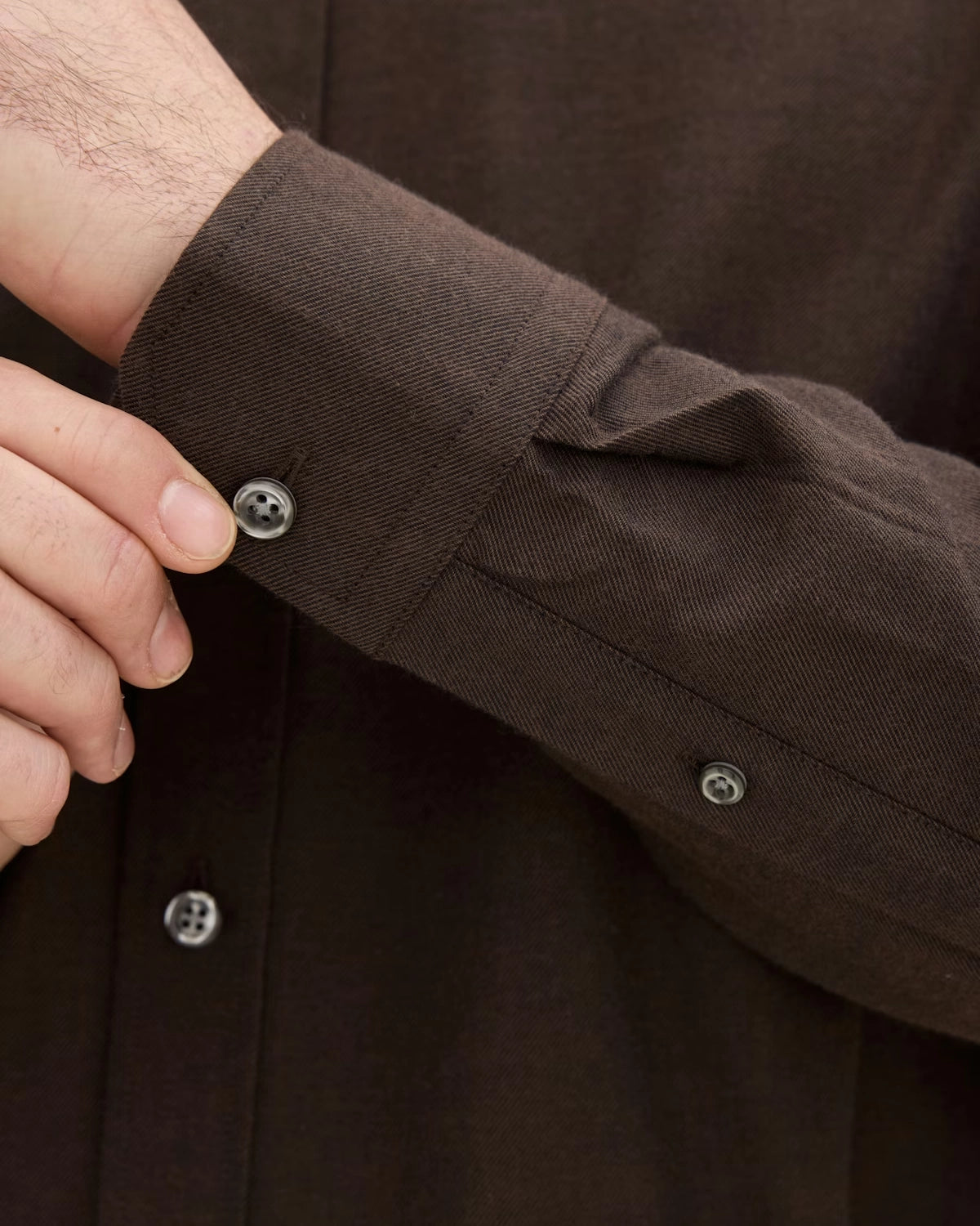 Reg Fit Cut Away Brushed Flannel - Warm Brown - Hugo Sthlm