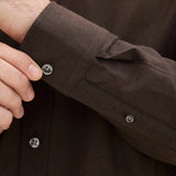 Reg Fit Cut Away Brushed Flannel - Warm Brown - Hugo Sthlm