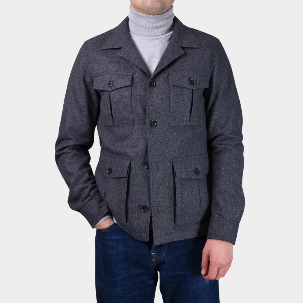 Safari Shirt Jacket - Dark Grey - Hugo Sthlm
