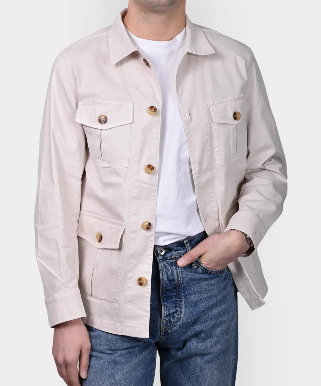 Safari Shirt Jacket - White - Hugo Sthlm