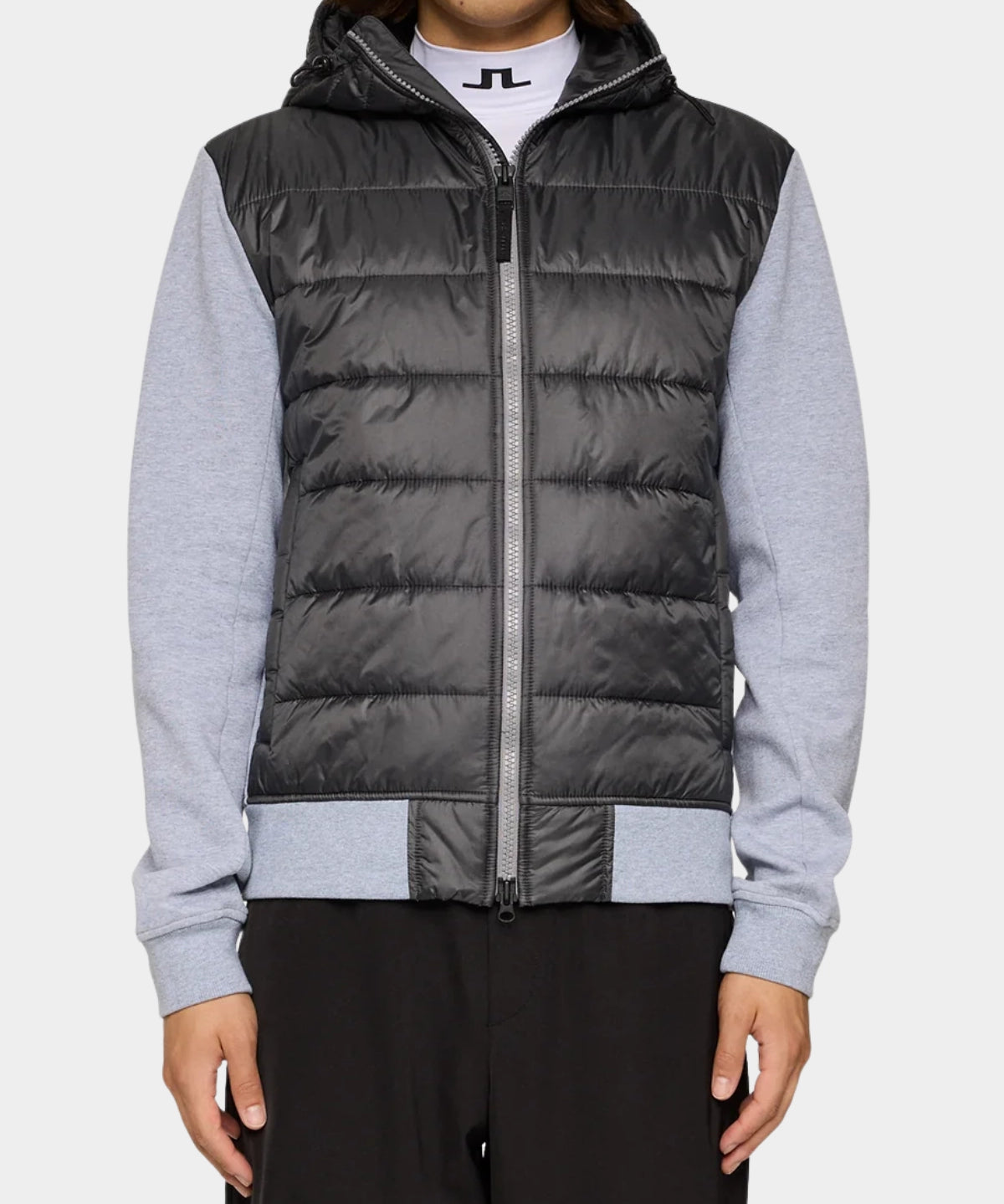 Seth Hybrid Zip Hood - Medium Grey Melange - Hugo Sthlm