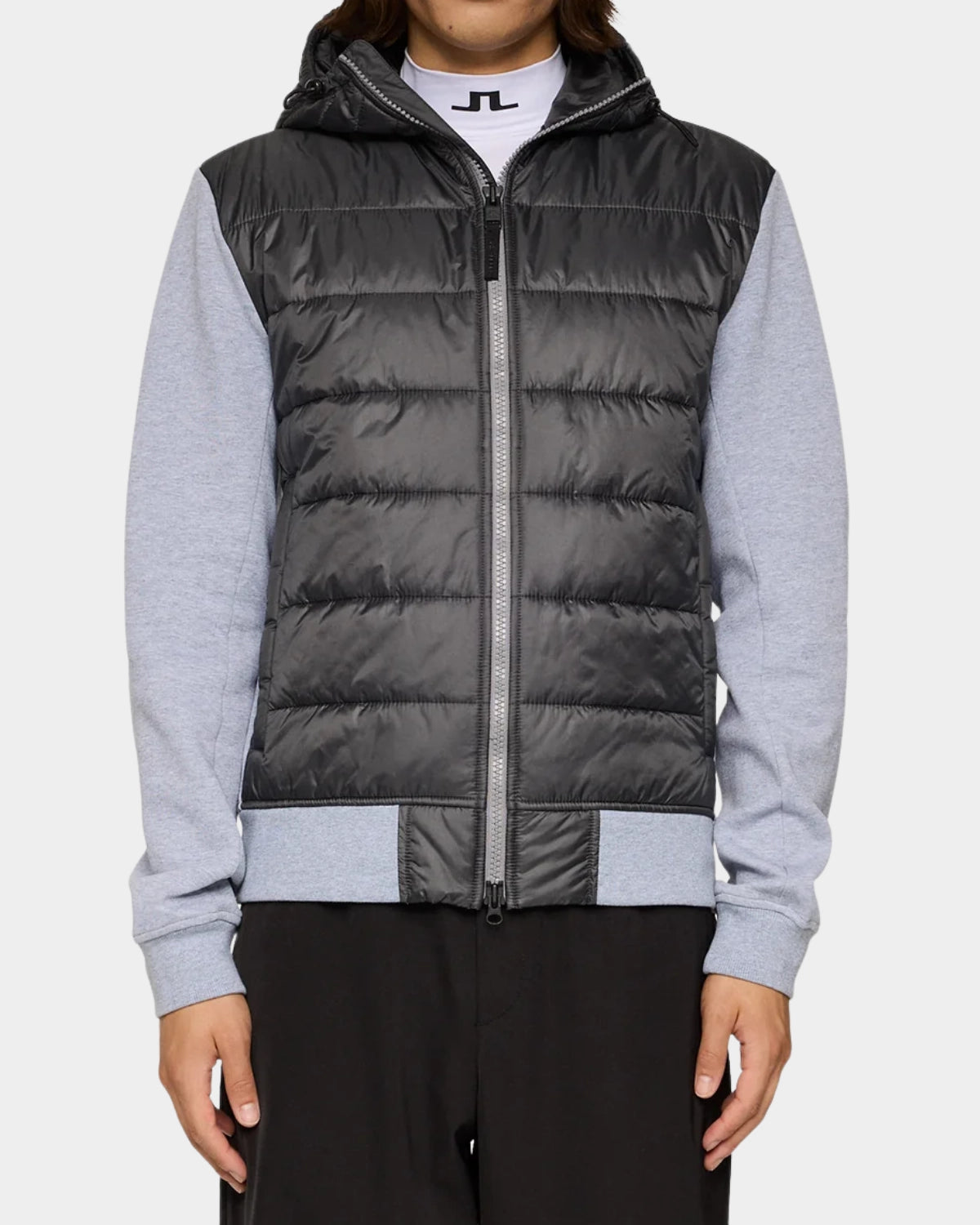 Seth Hybrid Zip Hood - Medium Grey Melange - Hugo Sthlm