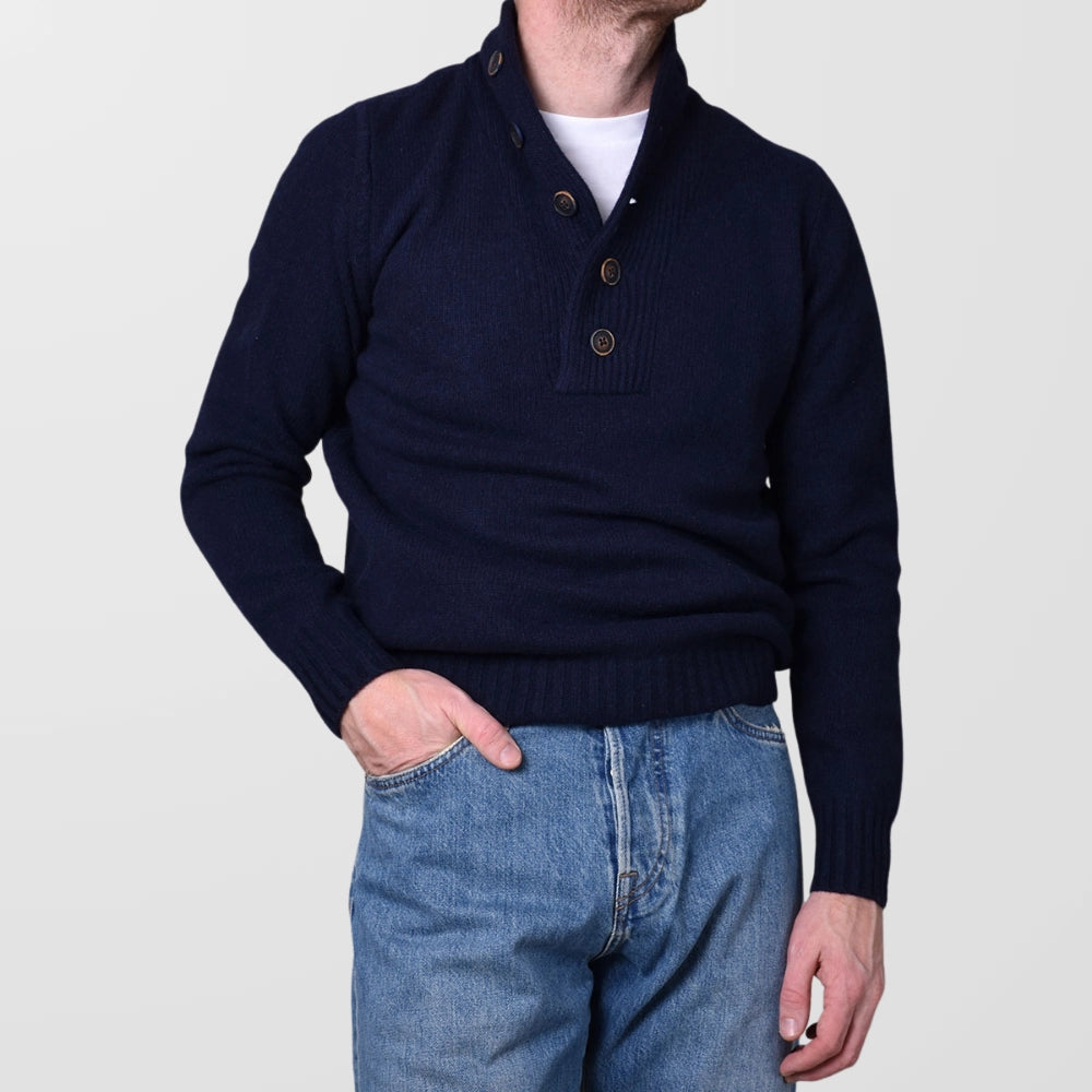 Shawl Button Collar - Navy - Hugo Sthlm