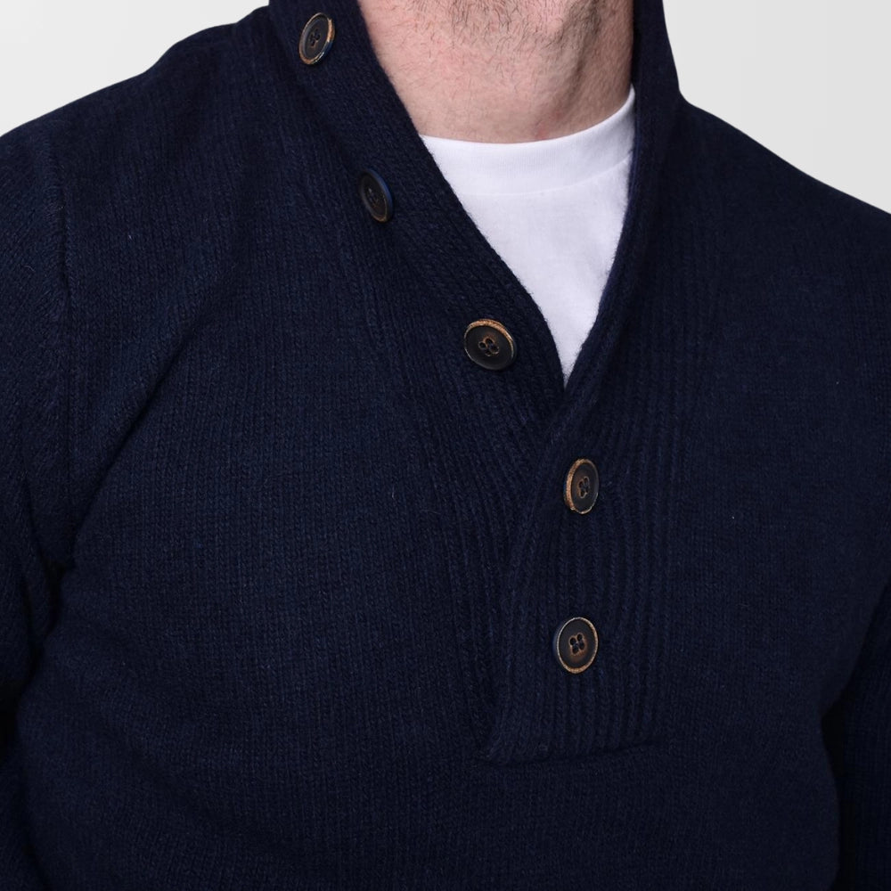 Shawl Button Collar - Navy - Hugo Sthlm