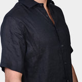 Short Sleeve Linnen Shirt - Black